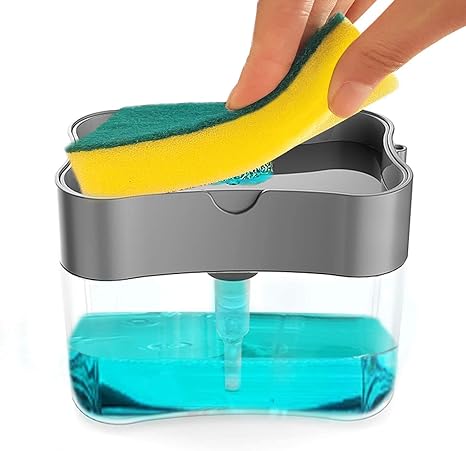 Jony : Soap Pump Dispenser for Dishwasher Liquid, Soap, Sponge Holder with Sponge (1)