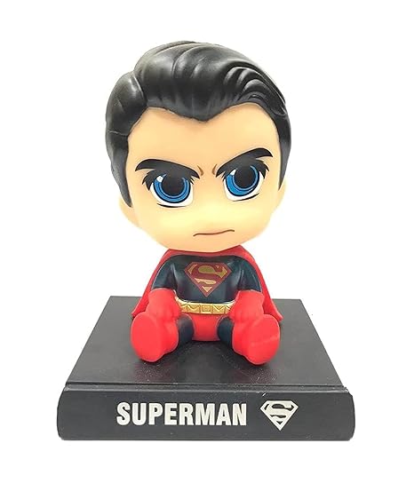 MAKE A WISH® Super Hero Limited Edition Bobble Head with Mobile Holder for Car Dashboard, Office Desk & Study Table (Pack of 1) (Superman)