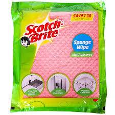 Scotch-Brite Sponge Wipe reusable superior quality kitchen cleaning sponge-Trusted performance, Easy to use, Low maintenance, multi-surface safe and 100% Biodegradable