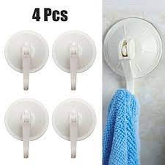 4 Pcs White Strong Suction Cup Hooks Heavy Duty Tile Sash Glass Bathroom Hanger Removable Bathroom Using High-strength Plastic