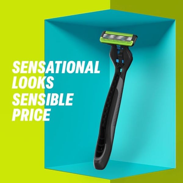 Bombay Shaving Company Sensi Smart 3 Razor | Shaving Razor for Men | Aloe Gel and Argan Oil Lubra Strip | Pivot Head for Smooth Glide |(Pack Of 2)