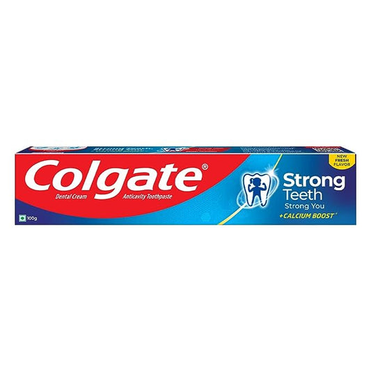 Colgate Strong Teeth, 100g, India’s No: 1 Toothpaste Brand, Calcium-boost for 2X Stronger Teeth, Prevents cavities, Whitens Teeth, Freshens Breath