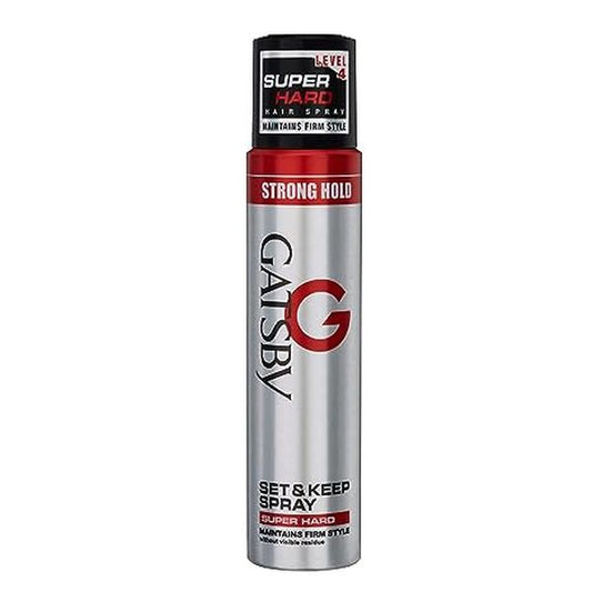 Gatsby Set & Keep Hair Spray - Super Hard | Quick Drying, Long Lasting Hold, No Flaking & Natural Shine | Non Sticky & Easy Wash Off | Contains UV Ray Protector | For Salon Like Finish | 250ml