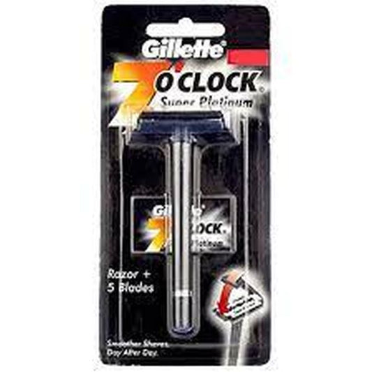 Gillette 7 O Clock Razor and Blades - Super Platinum, 1 pc