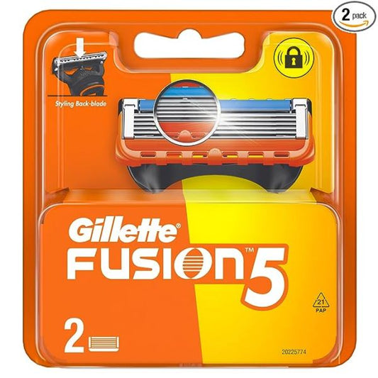 Gillette Fusion Manual Blades for men with styling back blade - 2 count for Perfect Shave and Perfect Beard Shape