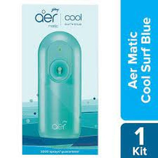 Godrej Aer Matic Kit, Automatic Room Fresheners - Cool Surf Blue, 225 ml Machine + 1 Refill