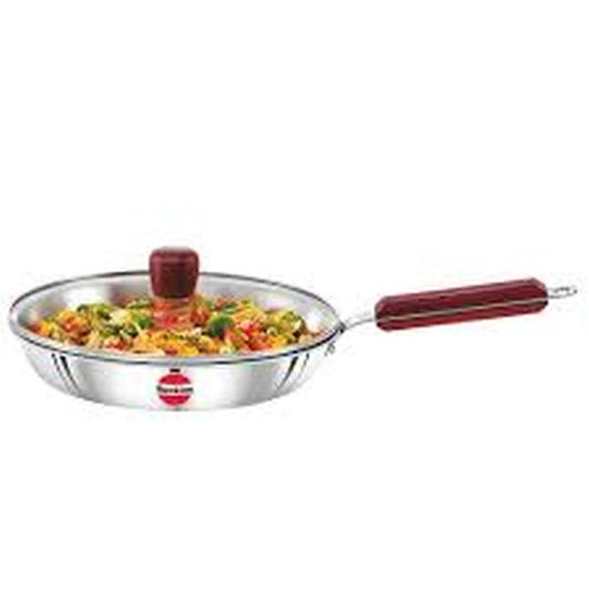 Hawkins 26 cm Frying Pan, Triply Stainless Steel Fry Pan with Glass Lid, Induction Frying Pan, Frypan, Silver (SSF26G)