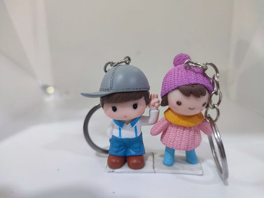 Cute Couple unique design Ceramic Toy keychain for Couples/Husband/wife (Multi - Colour) Design 2