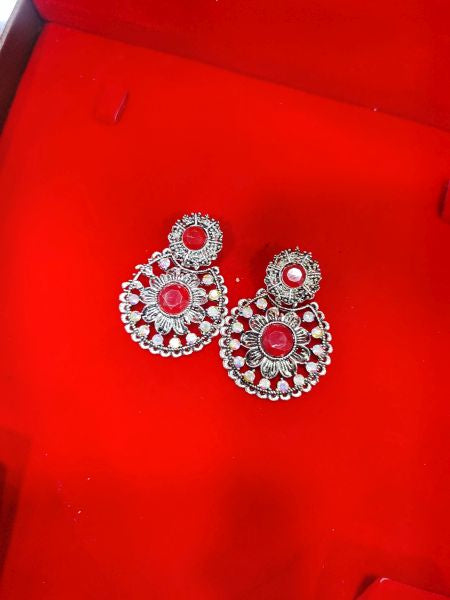 Latest Stylish Traditional Jhumki Earrings for Women & Girls golden and red
