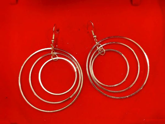 Special Gold Plated Alloy Big Round 3 Hoop Earrings for Women