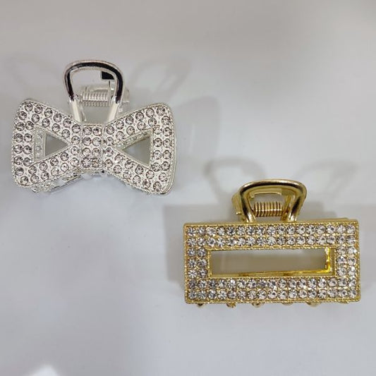 Hair Accessories Silver And Golden Clutcher Set for Girls and Women (2 Piece)