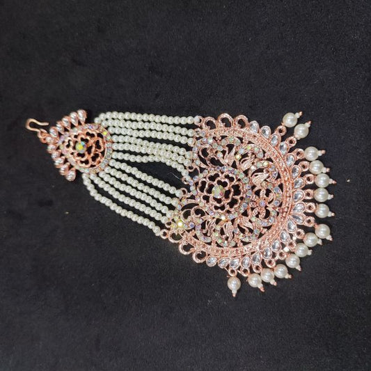 Rose Gold Plated Traditional Diamond Studded Passa For Women