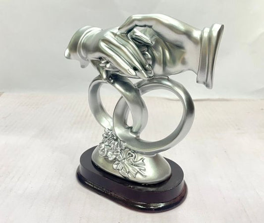 Romantic Couples Holding Hand Engagement Ring Statue