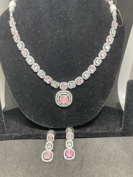 American Diamond Necklace Set With Earring