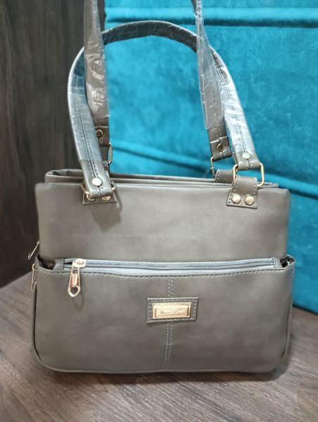 Grey Faux leather women handbag