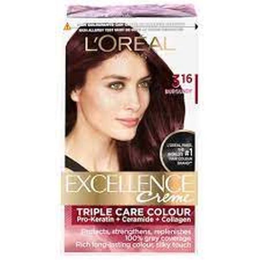 L'Oreal Paris Excellence Crème Hair Colour, burgundy (3.16) (72 ml + 100 g)
