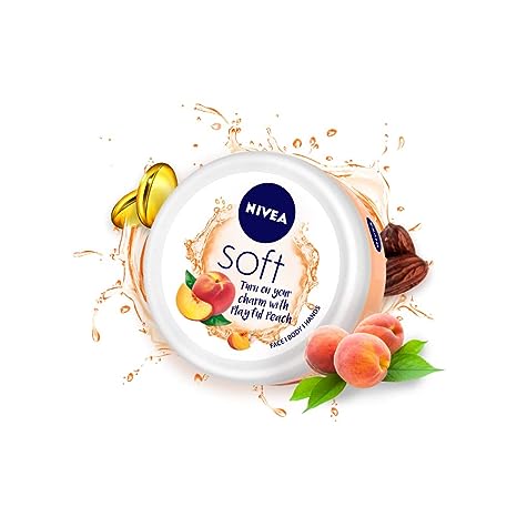NIVEA Soft Light Moisturizer 50ml | Playful Peach | For Face, Hand & Body, Instant Hydration | Non-Greasy Cream | With Vitamin E & Jojoba Oil | All Skin Types (Pack Of 2)