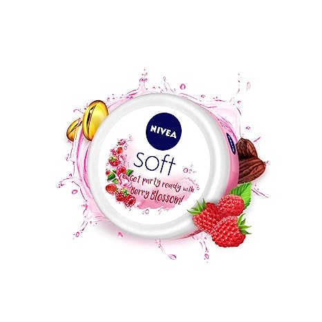 Nivea Soft Berry Blossom Moisturizer For Men & Women, Face & Body Cream With Vitamin (Pack Of 2)E, 50 ml