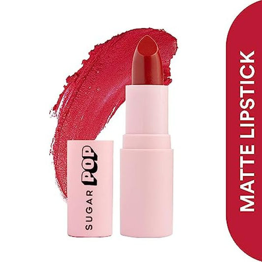 SUGAR POP Matte Lipstick - 03 Scarlet (Bright Red With Hint Of Orange) – 4.2 gm – Rich Satin-matte Texture, Non-drying Formula, Long Lasting, Vegan, Paraben Free l Lipstick for Women