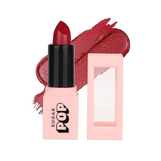SUGAR POP Satin Matte Lipstick-02 Lily (Bright Red) 3 Gm - Infused With Vitamin E | Shea Butter & Jojoba Oil L Full Coverage | Ultra Pigmented | Hydrating | Weightless Formula L Lipstick For Women