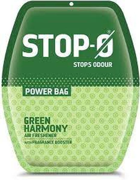 Stop-O Power Bag Bathroom Freshener, GREEN HARMONY - Pack of 2 (2x10g)