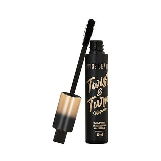 Swiss Beauty Twist and Turn Mascara for Bolder and Thicker Lashes |Waterproof, Smudge proof Mascara for Eye makeup | Black | 10ml