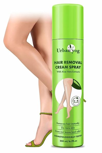 Urban yog Hair Removal Cream Spray for Women Painless Body Hair Removal Spray for legs, hands, underarm & back (200 ML, Aloe vera (Green))