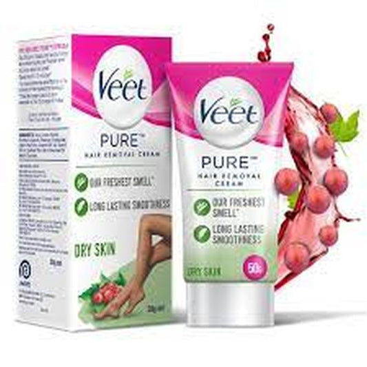 Veet Pure Hair Removal Cream - For Women, With No Ammonia Smell, Dry Skin, 50 g