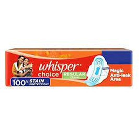 Whisper Choice Sanitary Pads for Women, Regular, 6 Napkins (Pack of 4)