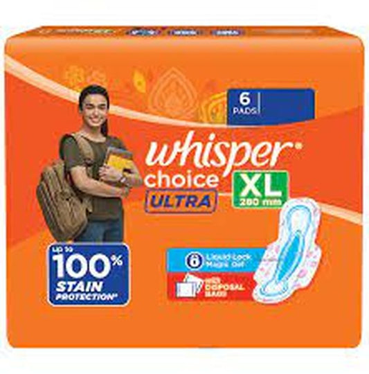 Whisper Choice Ultra XL 6s Sanitary Pads for Women (pack of 3)