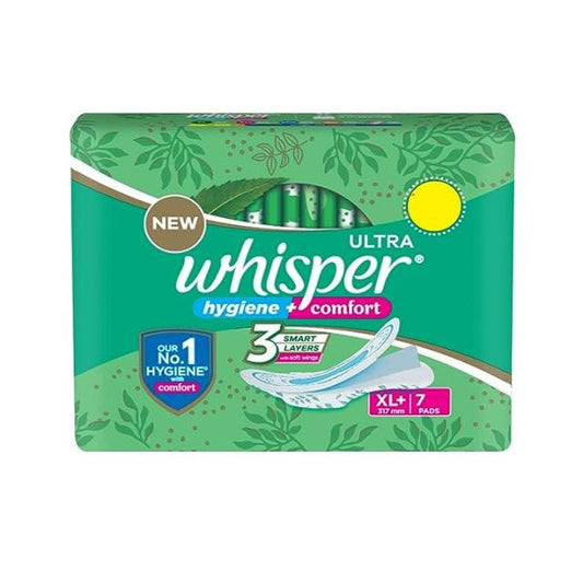 Whisper Ultra Clean Sanitary Pads for Women, XL+, 7 Napkins (Pack Of 2)