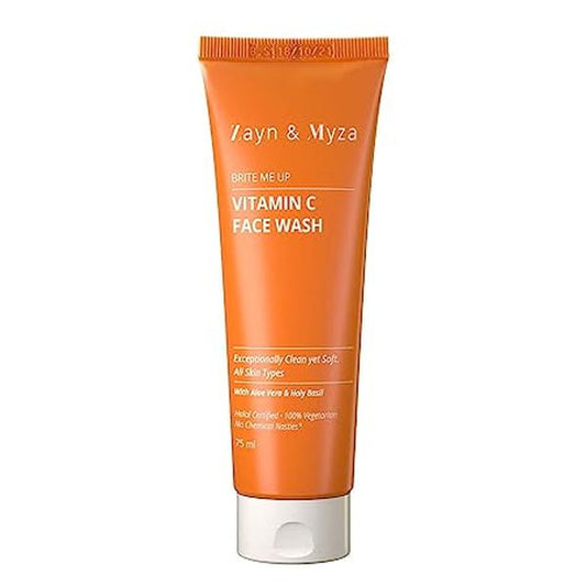ZM Zayn & Myza Vitamin C Tube Face Wash with Aloe Vera & Holy Basil For Exceptionally Clean & Brighter Looking Skin, Halal Certified, Vegetarian, No Chemical Nasties, All Skin Types, 75 ML